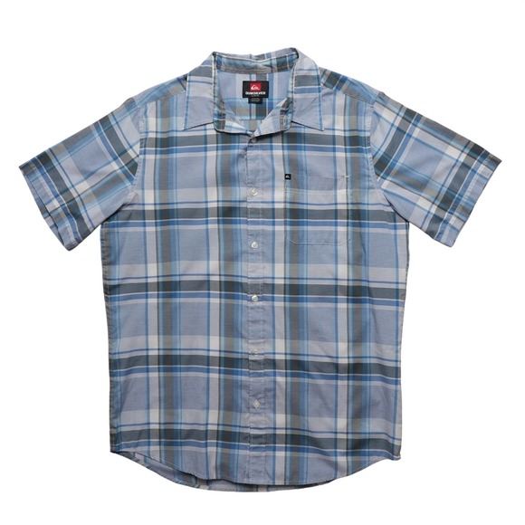 Quiksilver Other - Quiksilver Plaid Button Up Mens Large Blue Short Sleeve Pocket Shirt